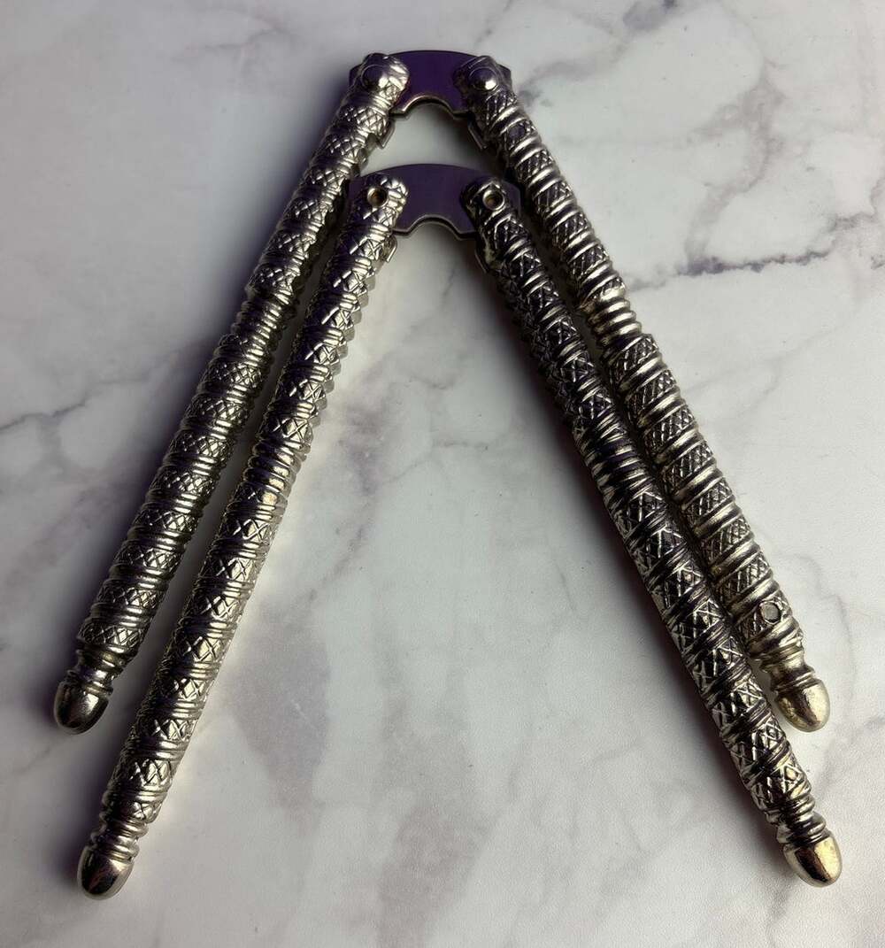 Vintage Nutcrackers Lot of 2 Silver Tone Ornate Embossed Nut Cracker Holiday